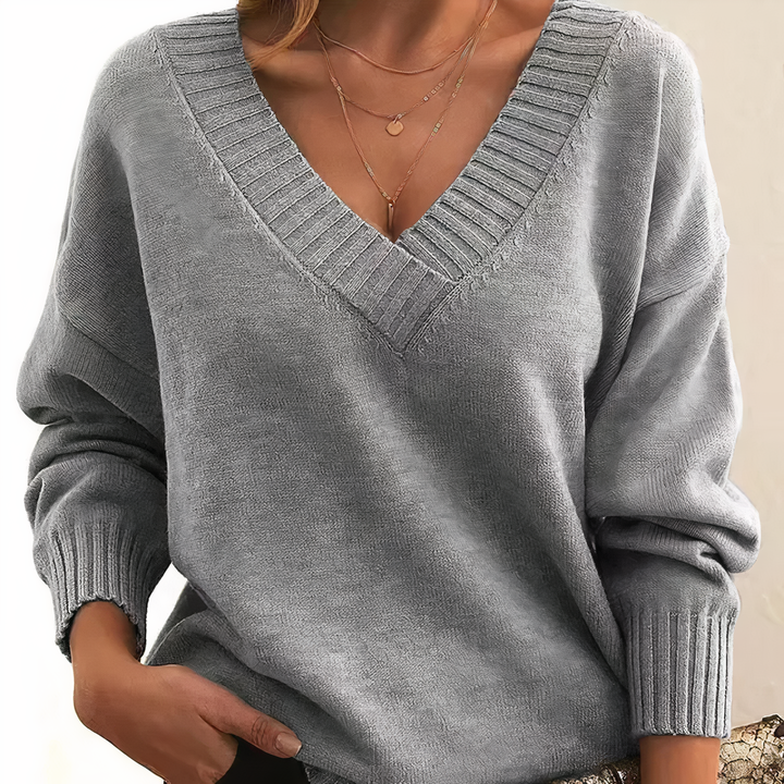 Aria | Chic Deep V-Neck Relaxed Fit Sweater