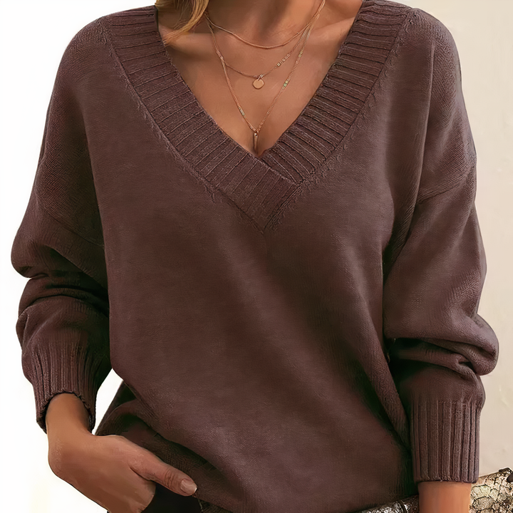 Aria | Chic Deep V-Neck Relaxed Fit Sweater