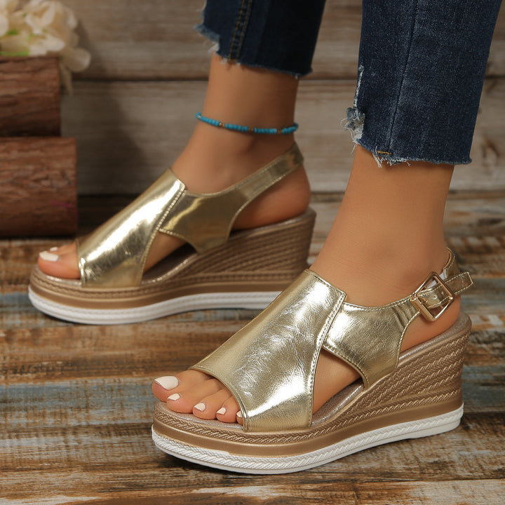 Agnes | Chic metallic slingback wedge sandals