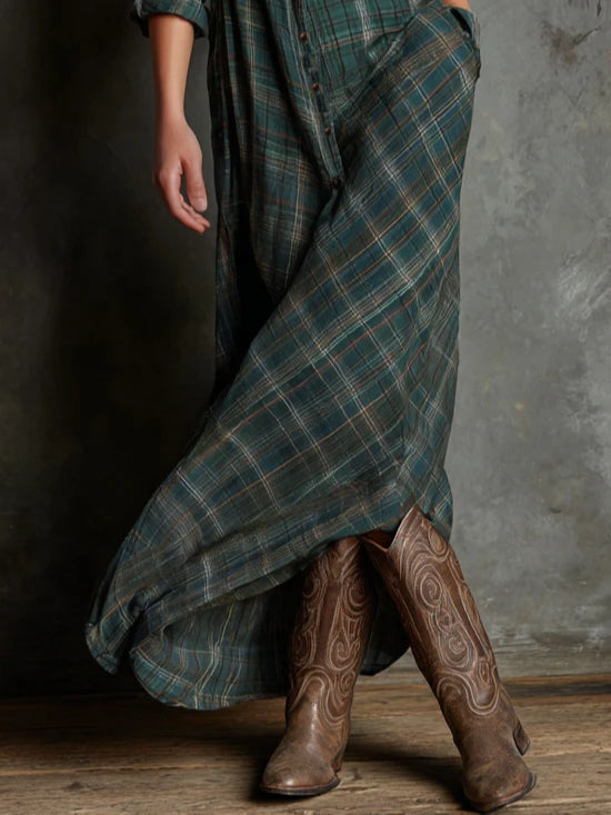 NERISSA™ | Refined Plaid Maxi Dress